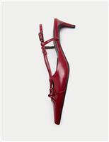 M&S Bow Kitten Heel Pointed Slingback Shoes Red