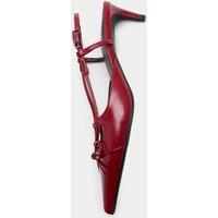 M&S Bow Kitten Heel Pointed Slingback Shoes Red