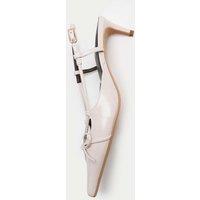 M&S Bow Kitten Heel Pointed Slingback Shoes Soft White