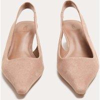 M&S Suede Kitten Heel Pointed Slingback Shoes Blush Pink