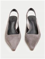 Suede Kitten Heel Pointed Slingback Shoes