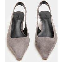 M&S Suede Kitten Heel Pointed Slingback Shoes Light Grey