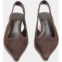 M&S Suede Kitten Heel Pointed Slingback Shoes Brown