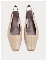 Leather Block Heel Chisel Toe Slingback Shoes