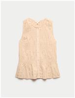 Pure Cotton Shirred Button Through Top