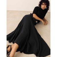 Per Una Pure Cotton Double Cloth Midaxi A-Line Skirt Black