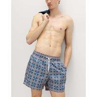 M&S Quick Dry Geometric Print Swim Shorts Dark Marine