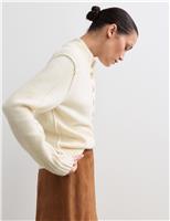 Cashmere Blend Henley Funnel Neck Jumper