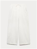 M&S Pure Cotton Broderie Pyjama Bottoms White
