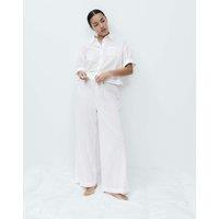M&S Pure Cotton Broderie Pyjama Bottoms White