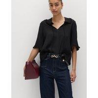 M&S Frill Detail Top Black