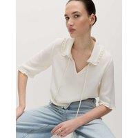 M&S Frill Detail Top Ivory