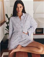 M&S 4 Piece Pure Cotton Printed Shortie Gift Set Blue Mix