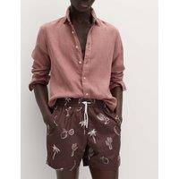 M&S Quick Dry Printed Swim Shorts Chestnut