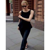 M&S Slash Neck Sleeveless Peplum Top Black