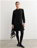 Crepe Pleated Knee Length Shift Dress