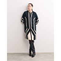 JAEGER Geometric Knee Length Shirt Dress Black Mix