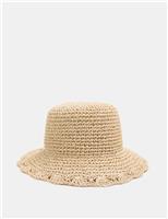 Straw Scalloped Edge Fedora Hat