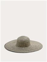 Straw Striped Wide Brim Hat