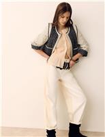 Lyocell Blend Two Tone Panel Barrel Jeans