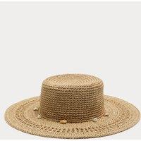 M&S Shell Detail Floppy Fedora Hat Natural