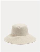 Wide Brim Bucket Hat with Linen