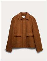 Boiled Wool Blend Trucker Jacket