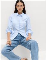 Cotton Rich Striped Collared Fitted Shirt