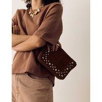 Per Una Suede Studded Cross Body Bag Chestnut