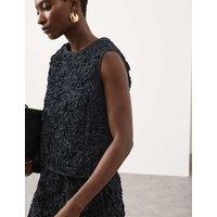 Autograph Pure Cotton Textured Shell Top Black