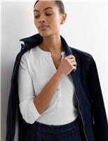 JAEGER Pure Cotton Henley Top White