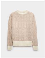 Wool Blend Crew Neck Jumper with Mohair