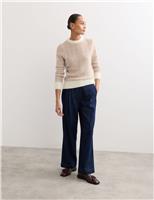 Wool Blend Crew Neck Jumper with Mohair