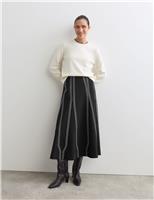 Jersey Embroidered Midi Circle Skirt