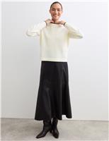 JAEGER Merino Wool Rich Tipped Crew Neck Jumper Ivory Mix