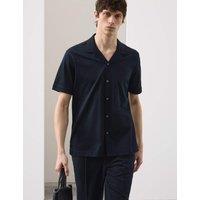 Autograph Regular Fit Pure Cotton Short Sleeve Shirt Dark Navy