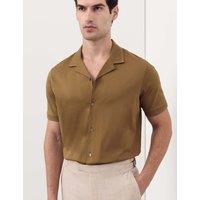 Autograph Regular Fit Pure Cotton Short Sleeve Shirt Khaki