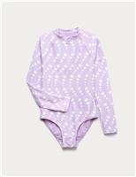 Heart Print Long Sleeve Swimsuit (6-16 Yrs)