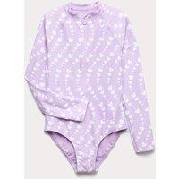 M&S Heart Print Long Sleeve Swimsuit (6-16 Yrs) Purple