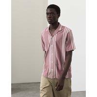 Autograph Pure Cotton Textured Revere Polo Shirt Dusted Pink