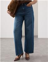 Autograph Lyocell Blend High Waisted Straight Leg Jeans Dark Indigo