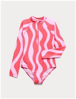 M&S Wave Stripe Long Sleeve Swimsuit (6-16 Yrs) Multi
