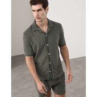 Autograph Cotton Rich Towelling shirt Dark Olive