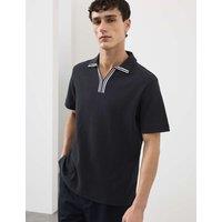 Autograph Pure Cotton Vertical Pointelle Polo Shirt Dark Navy