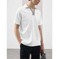 Autograph Pure Cotton Vertical Pointelle Polo Shirt White