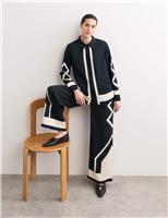 Geometric Jacquard Wide Leg Trousers