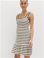 Cotton Rich Striped Mini Relaxed Smock Dress