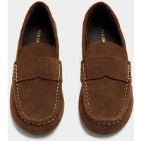 Per Una Suede Contrast Stitch Flat Loafers Dark Tan