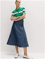 Denim Belted Midi Circle Skirt