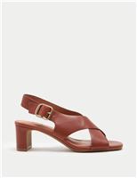 Leather Crossover Block Heel Sandals